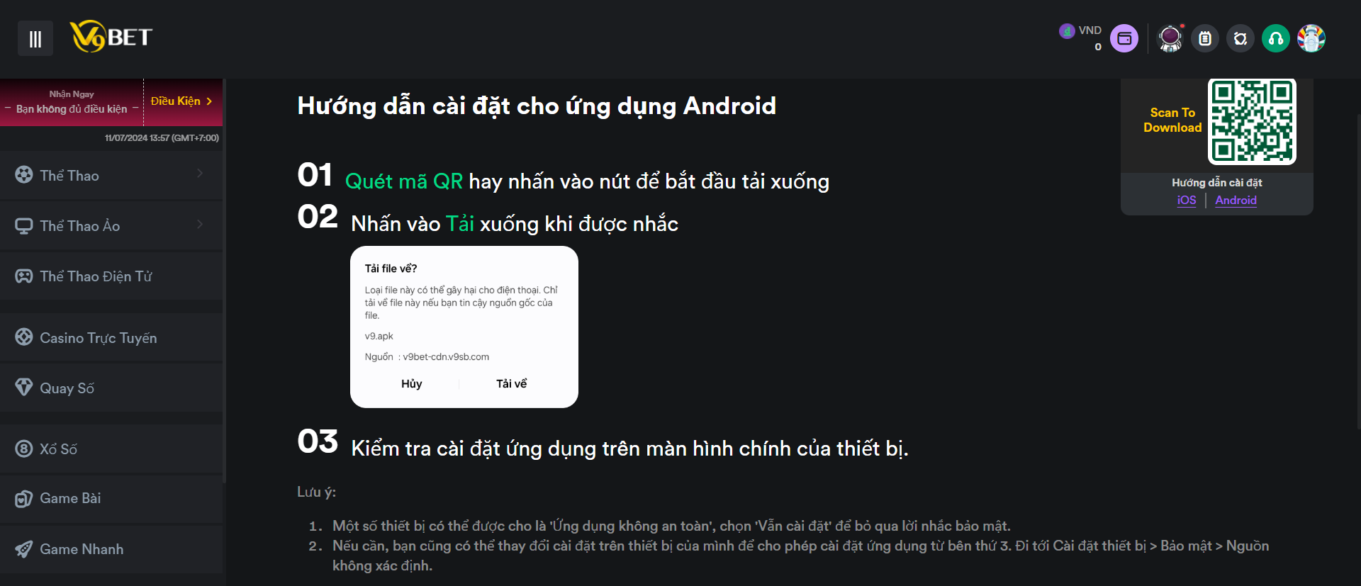 Hướng dẫn cài đặt cho ứng dụng Android