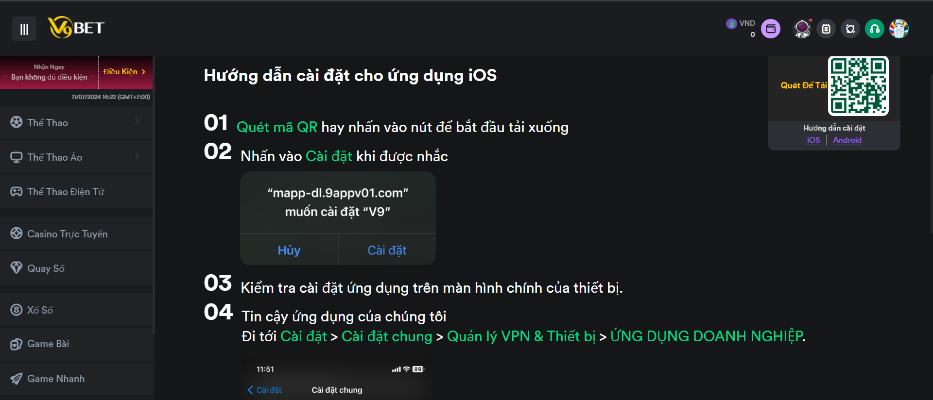 Hướng dẫn cài đặt cho ứng dụng IOS